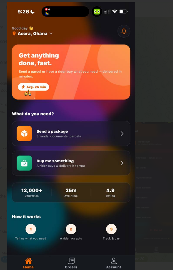 SwiftDrop home screen — Get anything done, fast
